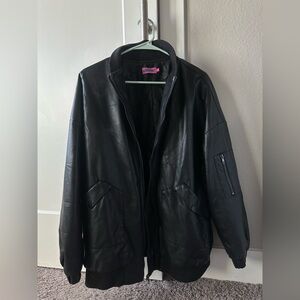 Edikted FAUX LEATHER OVERSIZED BOMBER JACKET